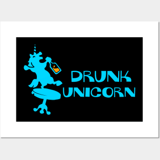 Drunk Party Unicorn Dancing On Top Of Stool Drinking Beer Posters and Art